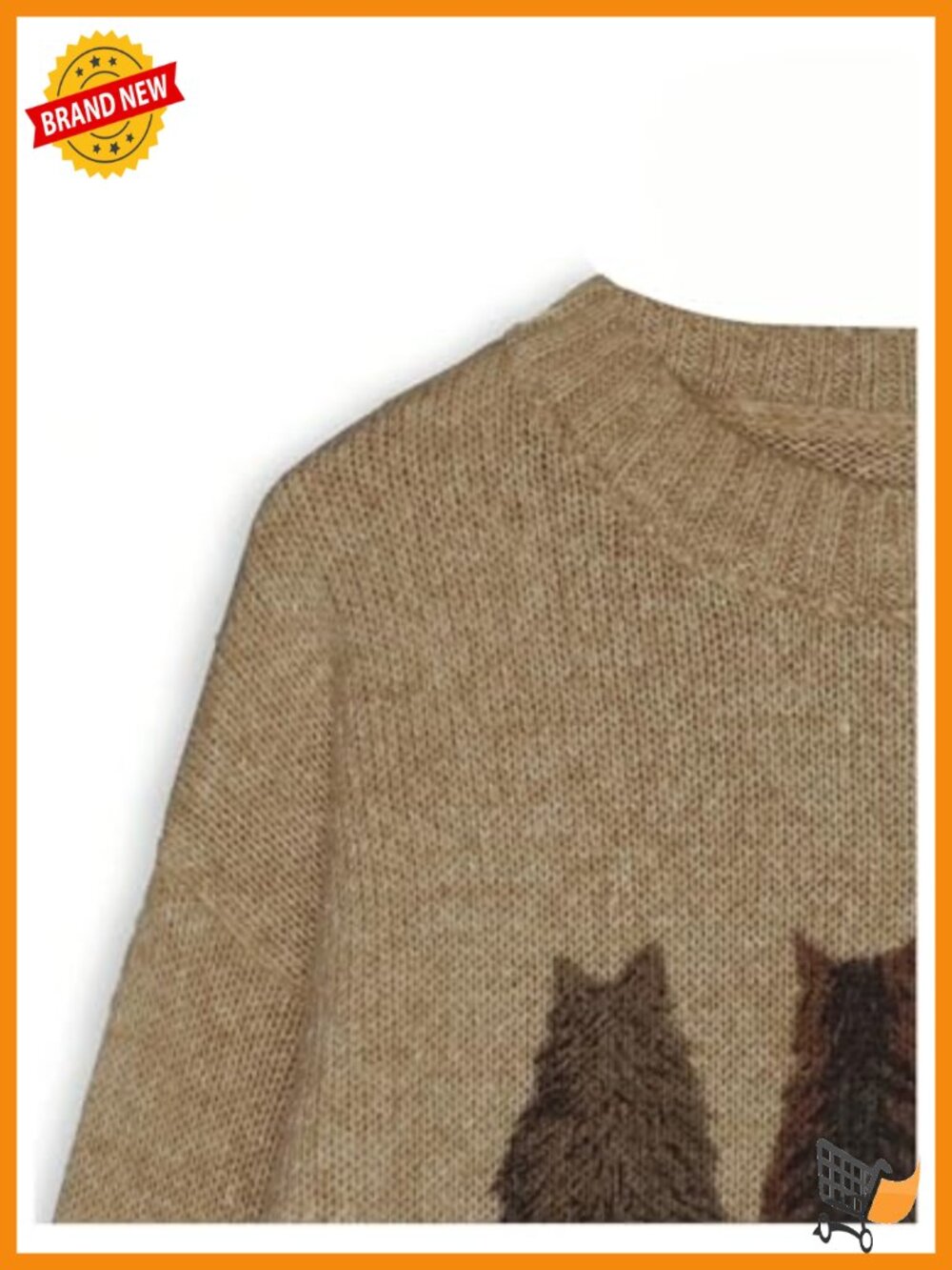 Cat Graphic Sweater Long Sleeve Crew Neck Knit Tops Casual Pullover - Picture 2 of 5